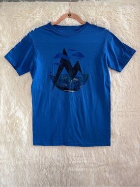 Marmot Mens Organic Cotton Graphic Tee Size S Blue Short Sleeve Crew Neck Hiking